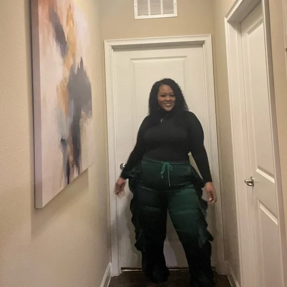 PLUS Size Emerald Ruffle Joggers - Picture 5 of 8